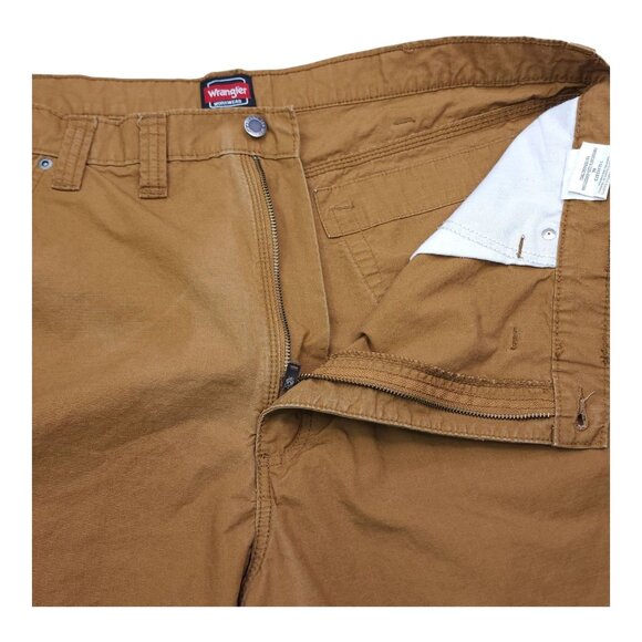 Wrangler Men Brown Workwear Shorts Size 44 Cotton Brown Stains on Front Back Leg - Picture 8 of 12